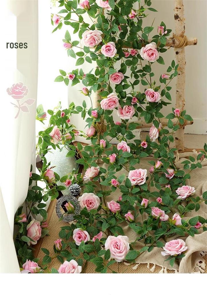 Artificial Rose Vine for Air Conditioner Pipe and Ceiling Wall Decoration