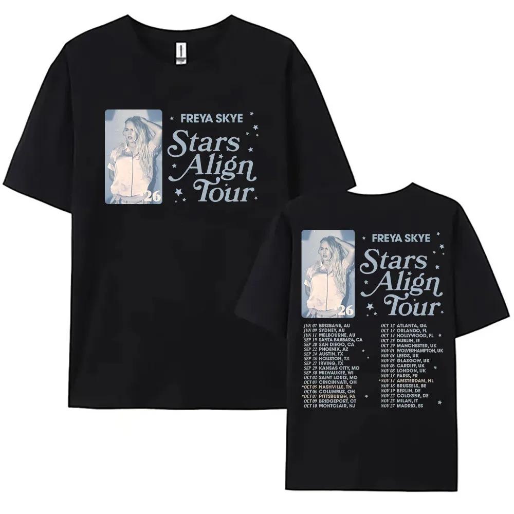 Freya Skye Stars Align Tour Global Date List Portrait Cotton TShirt Loose Fit for Freya Skye Fans Women And Unisex Tshirts