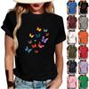 Women's Fashionable Round Neck Casual Retro Print Short Sleeved T-shirt Top