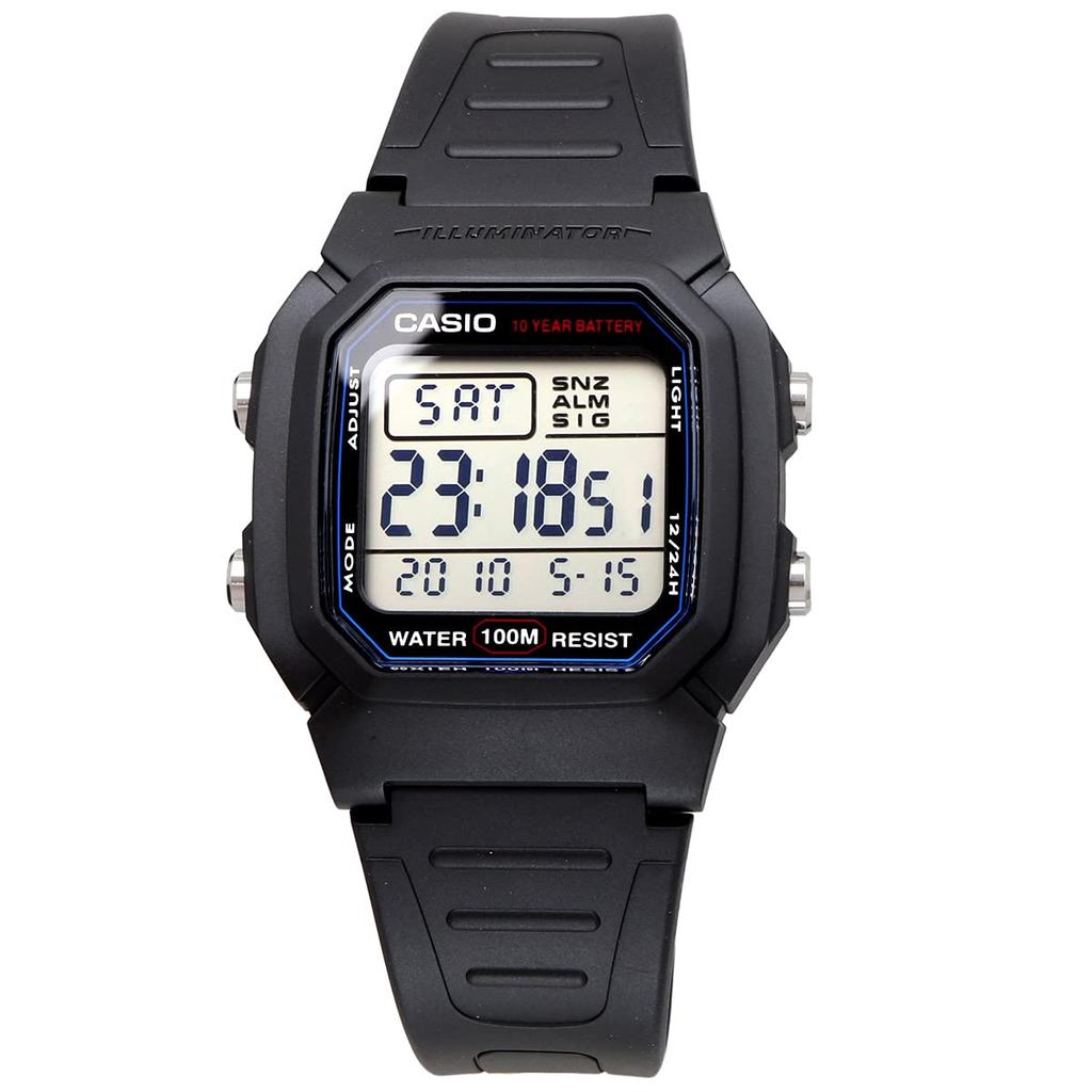 Casio Стандартные цифровые мужские часы W-800H-1AV Черные (Импортный)
