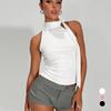 2025 Summer Backless Halter Crop Top Sleeveless Bodycon Women's T-shirt