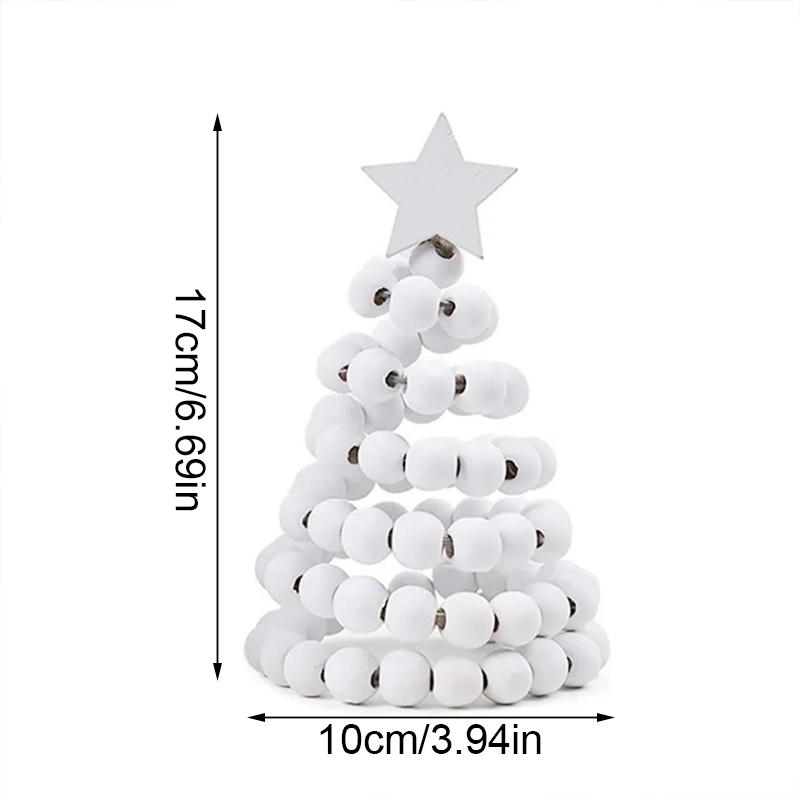 Пеньковая веревка Деревянная бусина Рождественская елка Настольный декор Креативная мини-фигурка елки Настольные украшения Домашнее украшение для праздничной вечеринки