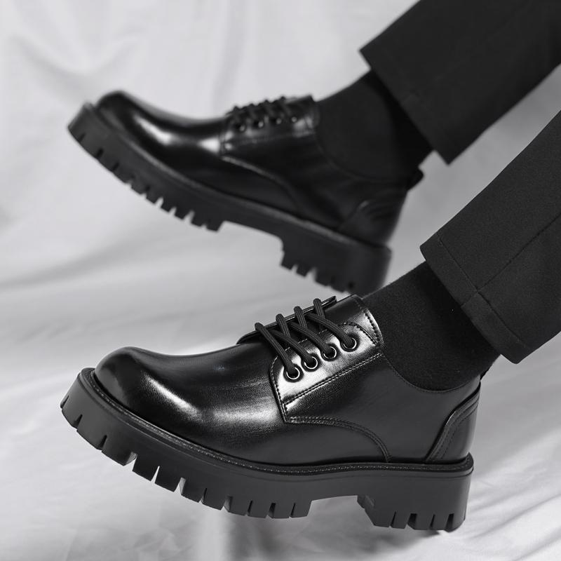 Модные мужские туфли на толстой подошве в стиле ретро, повседневные, британские, для отдыха на открытом воздухе, для деловой вечеринки, свадьбы жениха, классические коричневые туфли