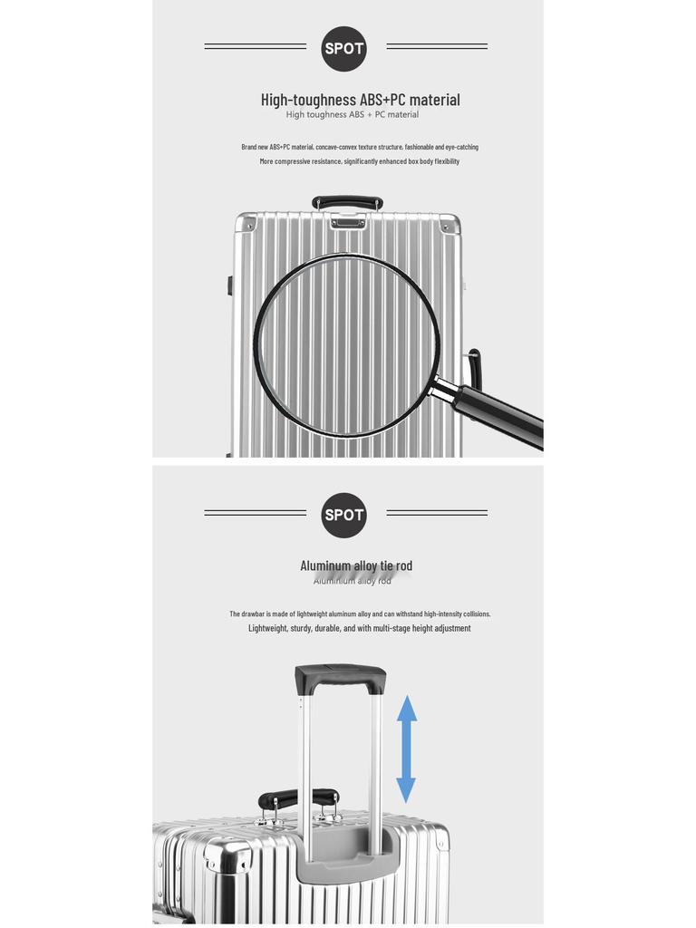 Retro Aluminum Frame Trolley Suitcase with Universal Wheels - Available In 20", 24", 26", 28" for Men and Women