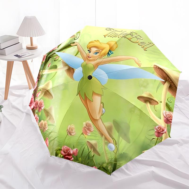 1pc Tinker Bell Pattern Automatic Umbrella is Fashionable and Good-Looking, a Portable 3-Fold Umbrella, Suitable for Travel and Daily Use, a