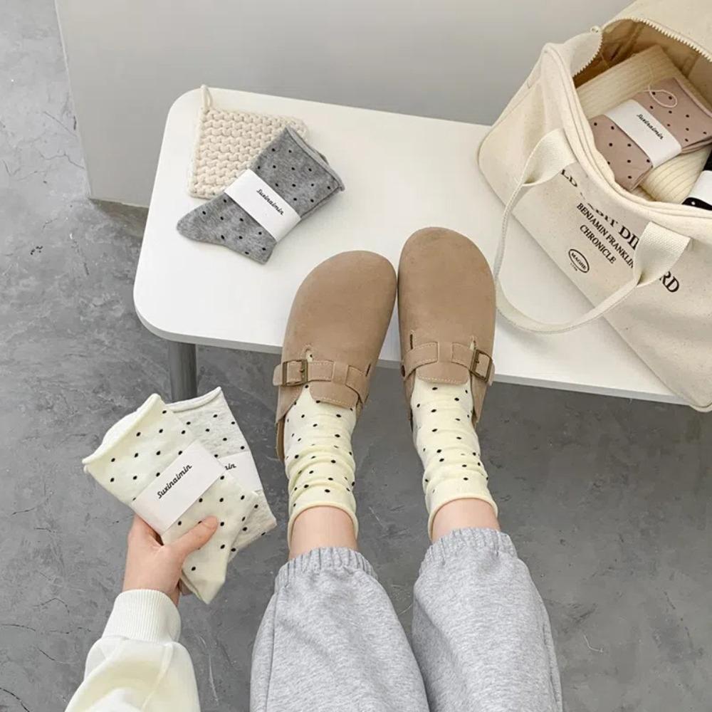 Thin Polka Dot Socks Curled-edge Women's Socks Comfortable Mid-Tube Socks  Summer