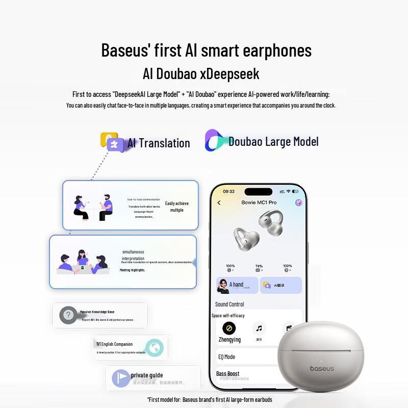 Baseus MC1pro AI Translation Open-Ear Bluetooth Headset