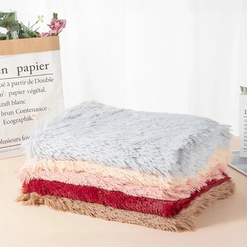 Мягкий коврик для домашнего животного, теплый коврик для сна для собак и кошек, собачья будка, моющиеся длинные плюшевые одеяла для собак, чехлы, зимние принадлежности для собак