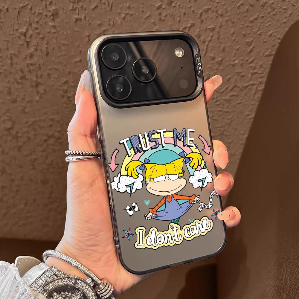 Смешной R-Rugrats Анжелика Чехол для телефона для iPhone 17 16 15 14 13 12 11 Pro Max Air Матовый Лазерный Аврора Ударопрочный Funda