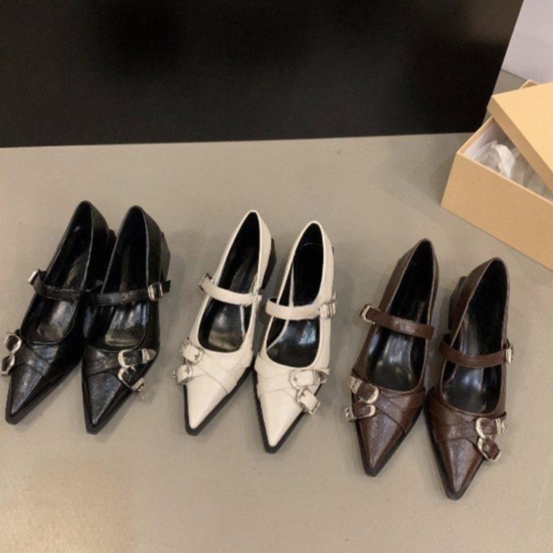 Fashion Fashion Womens Shoes Sexy Pointed Toe French Single Shoe New Leather Banquet Party Shoes for Women Mary Jane Shoes Zapatos Mujer