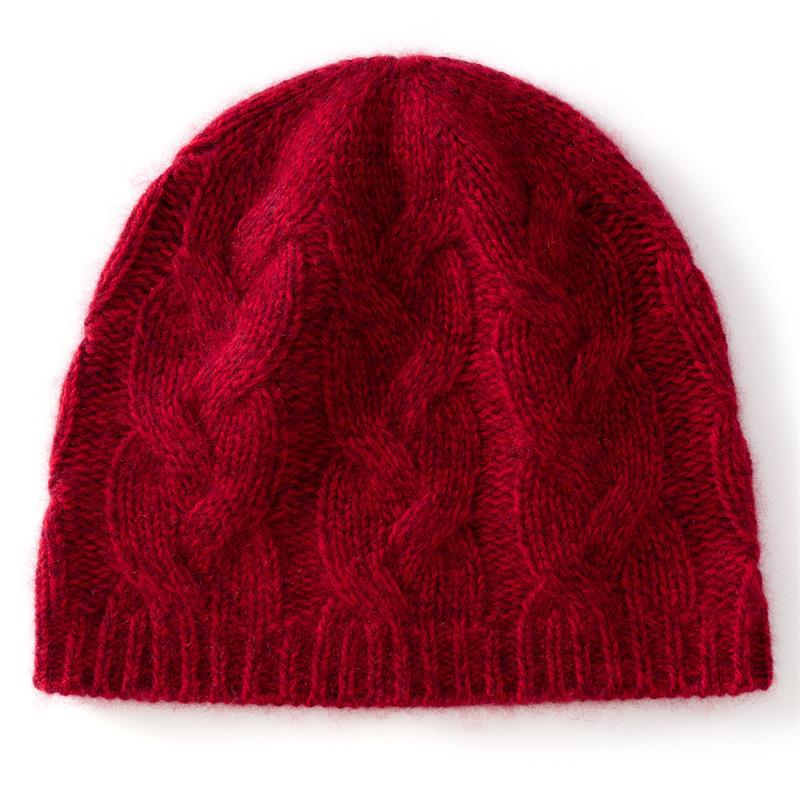 European order! New solid color cashmere hat women's twist double-strand thickened warm casual versatile fashion hat