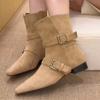 Fashion Pointed Toe Chunky Woman Ankle Boots Suede Fashion Designer Walking Shoes Women 2025 Trend Winter Eleglant Dress Mujer Zapatos