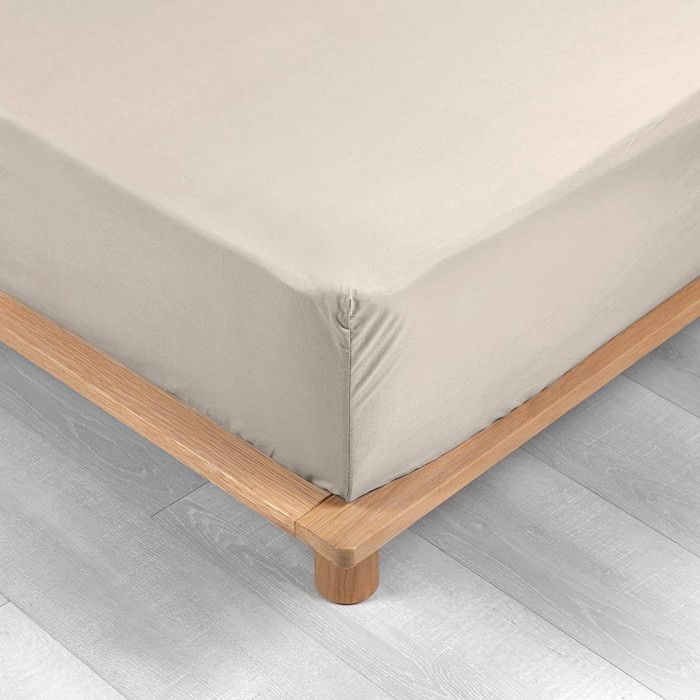 Draps Housse - PROMO LINGE - Percale - 200x160cm - Marron Claire Naturel