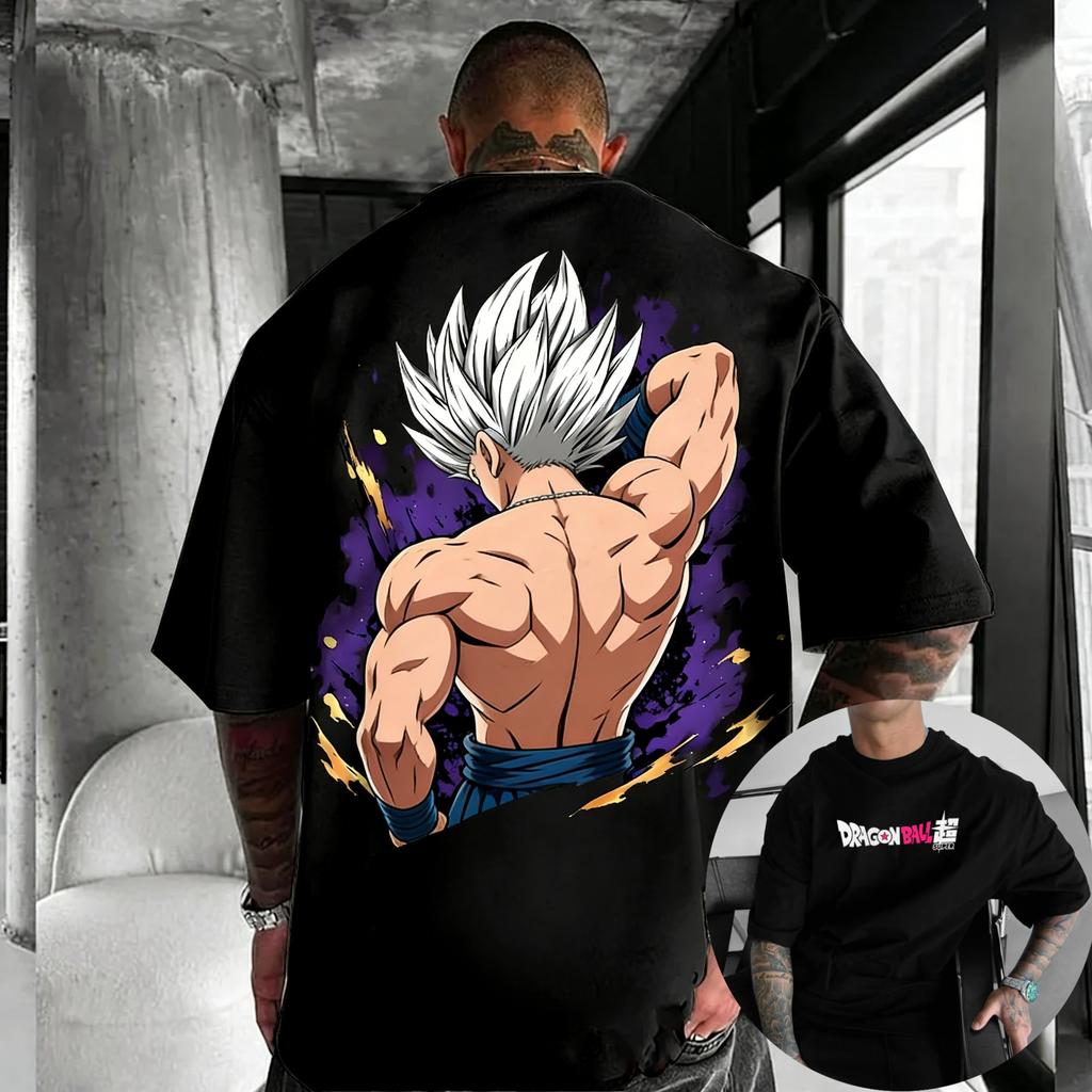 Новая аниме-футболка Dragon Ball с изображением Гоку, с круглым вырезом, с короткими рукавами, 2026, Bandai, летняя, мужская, спортивная, свободная и дышащая, хлопковая