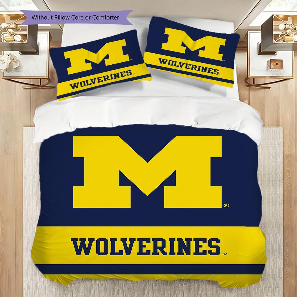 Michigan Pattern Bedding Quilt Set Quilt Cover Pillowcase Home Decoration Birthday Gift (1 * duvet cover + 2 * pillowcase, without core)