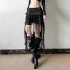 Black Mesh Ruffle Skirt for Women Spice Girls Pumped Pleated Wrap Hip Skirt Female Clothing Y2k Streetwear Summer