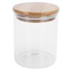 450ml Wood Round Storage Jar with Lid Transparent Glass Food Container for Tea Coffee Spice