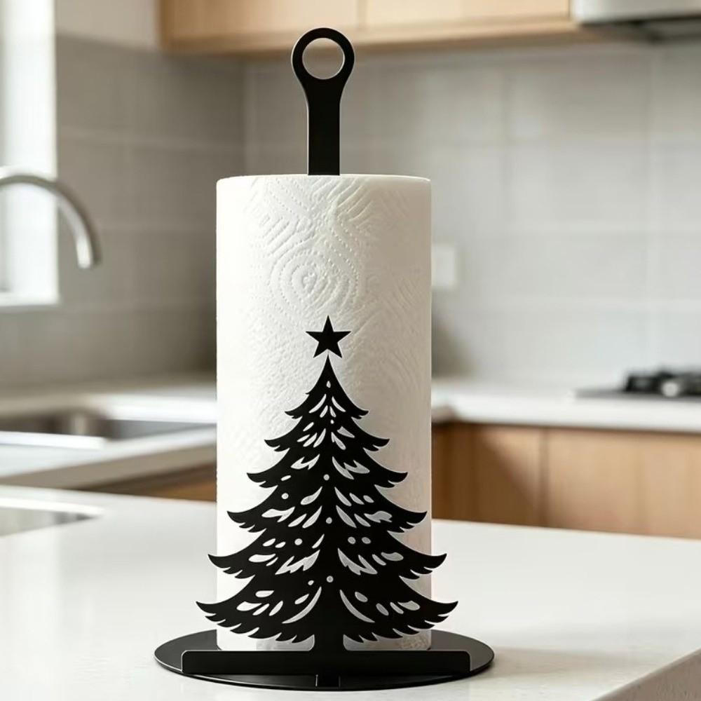 Iron Metal Paper Towel Rack Freestanding Roll Organizer Vertical Desk Ornament Christmas Gift