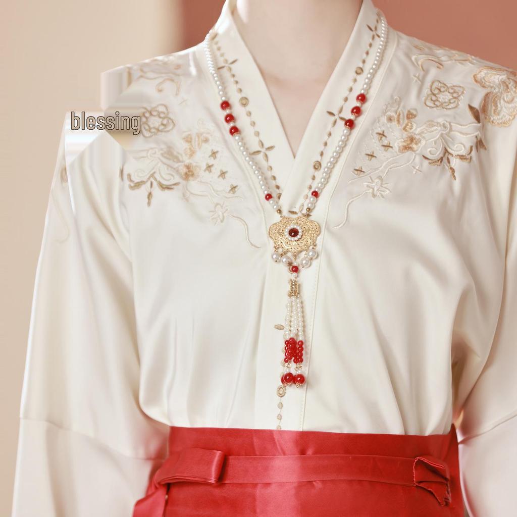 Ming Dynasty-inspired Embroidered Hanfu Skirt and Top Set