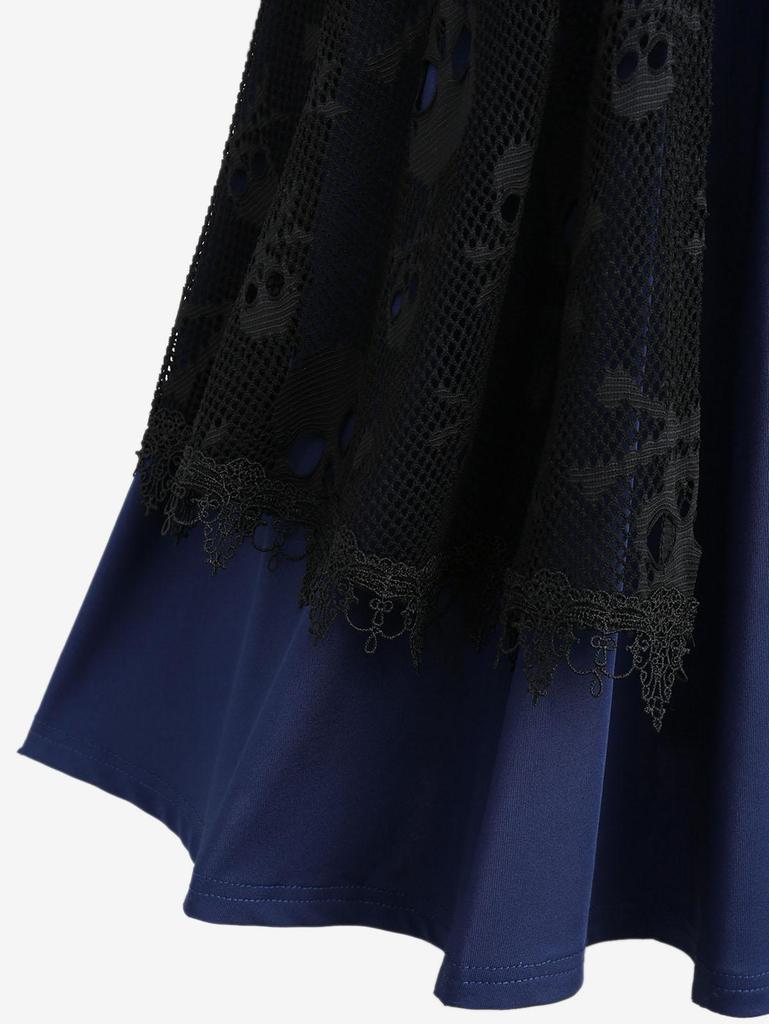 Платье Rosegal Plus Size с открытыми плечами, сеткой и черепом, с рюшами, из искусственной кожи, с пряжкой, многослойное, 2 в 1