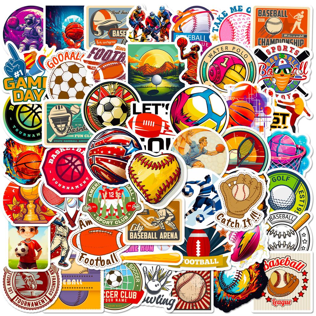 50 Stickers Mixed Ball Car Mobile Phone Notebook Decorative Stickers Repeatedly Stick Waterproof Stickers