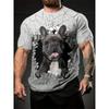 New Street Style Funny Men's Clothing Casual T-shirt 3D Printing Fun Animal Graphics Short Sleeved Loose Round Neck Top For Men