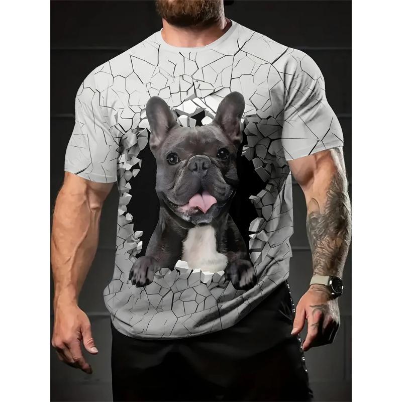 New Street Style Funny Men's Clothing Casual T-shirt 3D Printing Fun Animal Graphics Short Sleeved Loose Round Neck Top For Men
