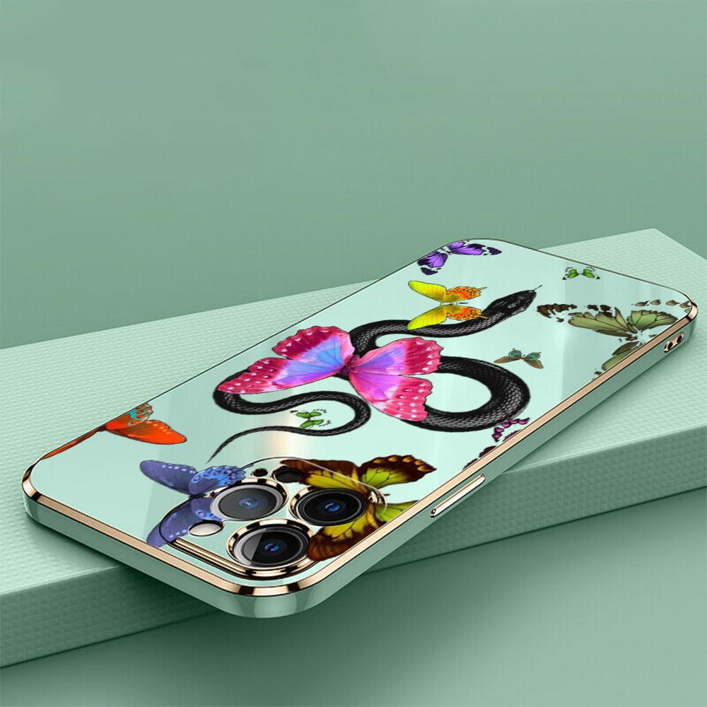 N77 бабочка, черное золото, змеиное покрытие, мягкие чехлы для телефонов из ТПУ для Xiaomi 14 Poco M5s X5 Redmi 13C 12C 8 Note 12 10 11 13 Pro Plus, противоударный чехол