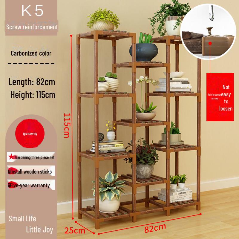 Multi-layer Solid Wood Succulent Flower Stand for Indoor Balcony or Living Room