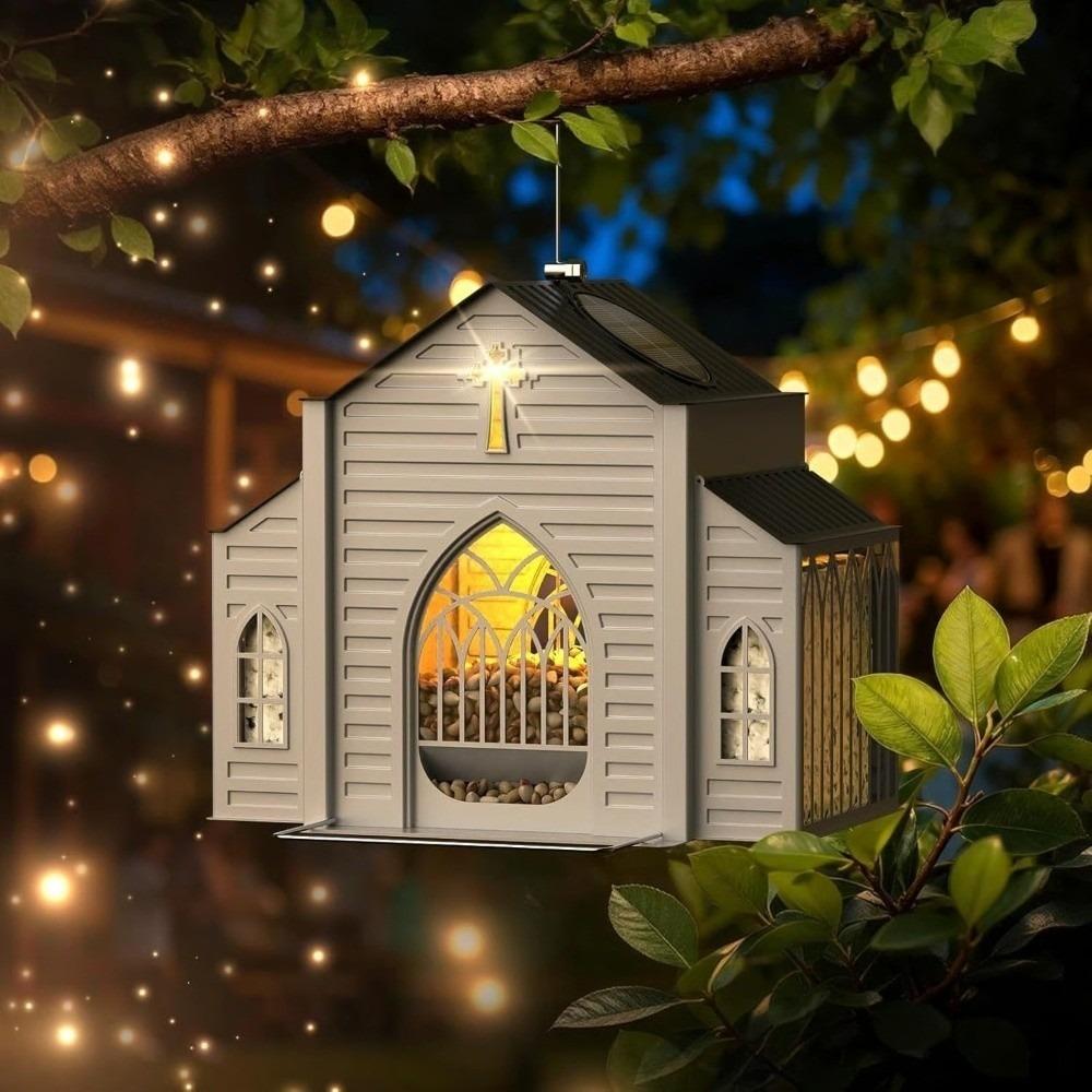 Heavy-Duty Solar Bird Feeder Solar-Powered Metal Bird House Hanging Wild Bird Feeder Various Birds