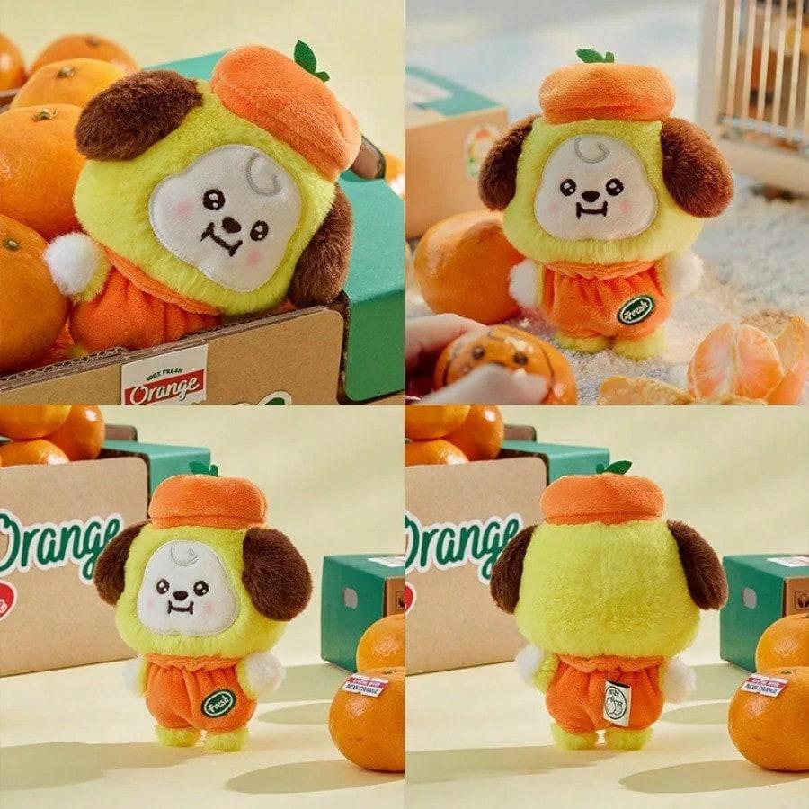 LINE FRIENDS BT21 Аниме Kpop 12см Куки Шуки Плюшевая Игрушка Стиль Y2K Последнее Поступление Мультяшная Оранжевая Плюшевая Кукла Брелок для Рюкзака
