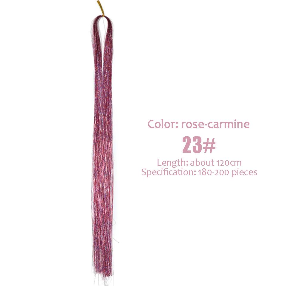 WTB Synthesis Neon Rainbow Sparkle Shiny Hair Tinsel Rainbow Silk Hair Extensions Dazzles Women Hippie for Braiding Headdress