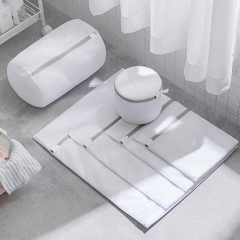 White Durable Large Washing Laundry Bag Mesh Organizer Net Dirty Bra Socks Underwear Shoe Storag Wash Machine Cover Clothes