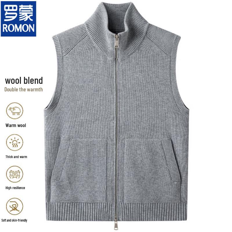 ROMON Men's Old Money Style Stand Collar Knitted Vest