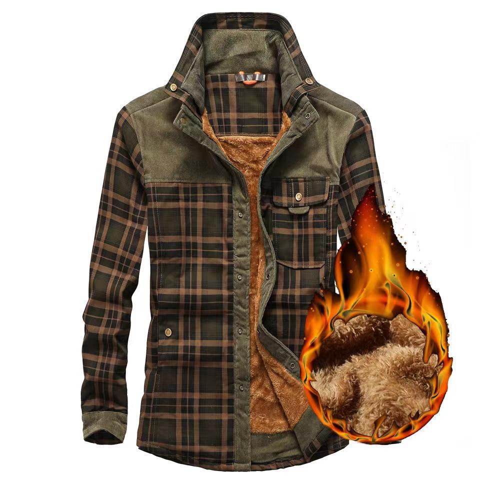 Мужские осенне-зимние повседневные толстые теплые рубашки Camisa Masculina Chemise Homme мужские шерстяные флисовые пальто в стиле милитаркоати