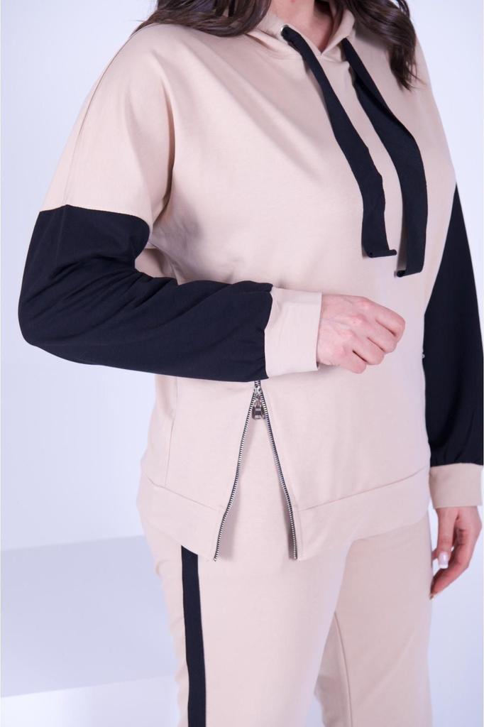 Женский модный спортивный костюм большого размера с капюшоном на боковой молнии, оверсайз (большой) Размер спортивного костюма 9376