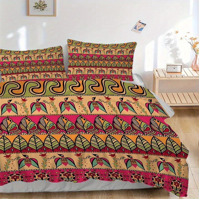 3pcs Birds Flowers Soft Comfortable Bedding set, For Bedroom, Guest Room And Dorm, All - Season Use, High-Definition Printing200