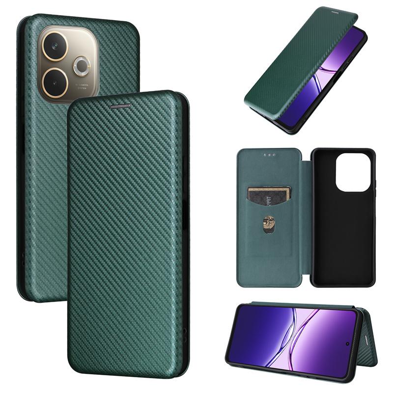 Для раскладушки OPPO A5 Pro 5G Global Card Slot Carbon Fibre Magnetic Skin Leather Cover для OPPO A5 Pro 5G Противоударный чехол для телефона
