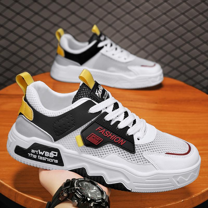 Men's Shoes Summer New Breathable Mesh Thin Men's Trend Versatile Sports Fashion Platform Flat Heel Casual Board Shoes