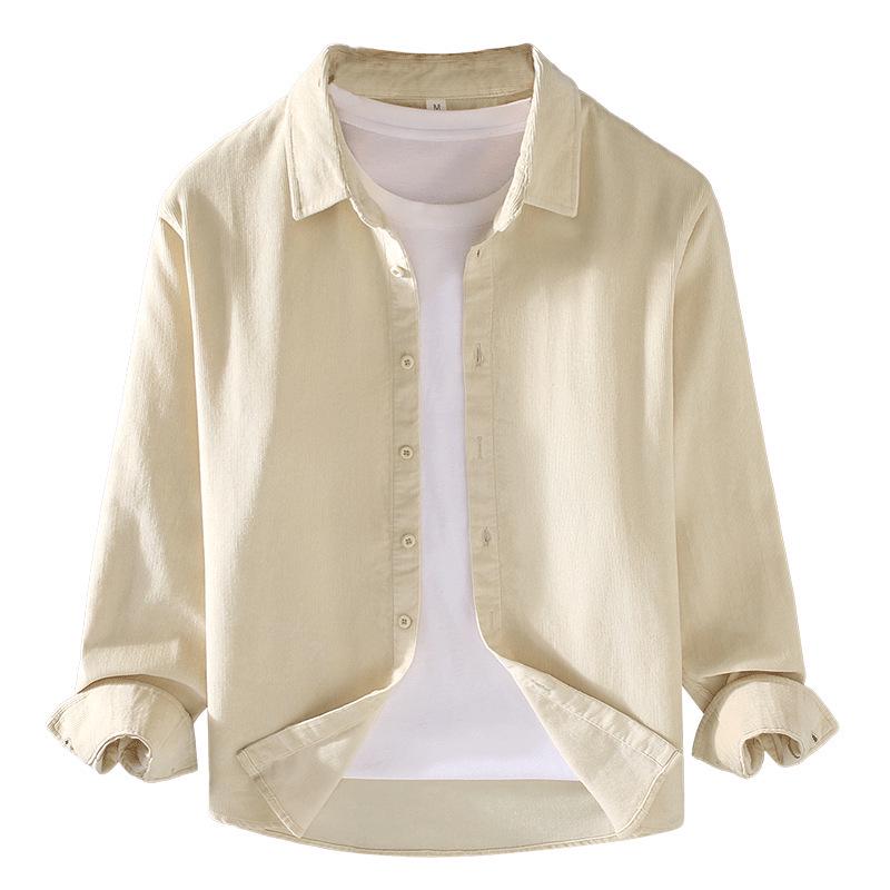 Мужская вельветовая рубашка-куртка с длинным рукавом: Повседневная рабочая одежда, однобортная, многослойная верхняя одежда