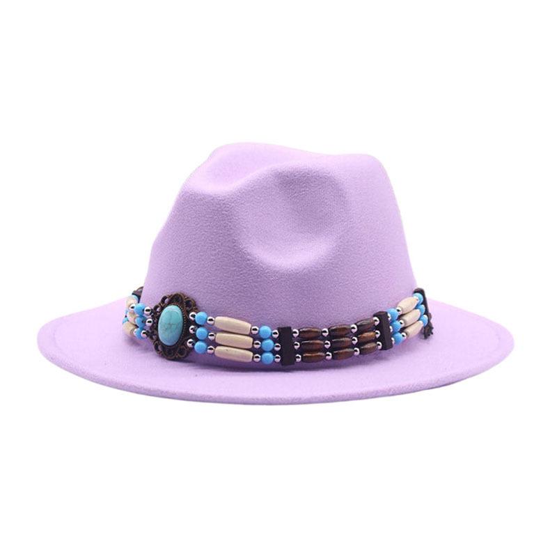 European, American and Western Cowboy Hat Fashion Simple Wool Top Hat Versatile Chain Ethnic Style Men's Jazz Hat