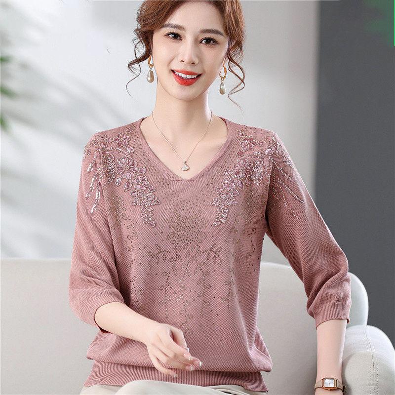 Вышитый свитер женский весенний корейский модный пуловер с V-образным вырезом женская женская одежда повседневные свитера с длинным рукавом