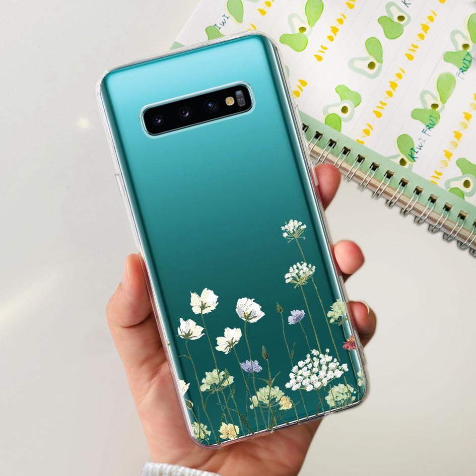 For Samsung Galaxy S10 S10+ Case SM-G973F Clear Cover Luxury Marble Flower Soft Silicone Fundas For Samsung S10 Plus S10e Bumper