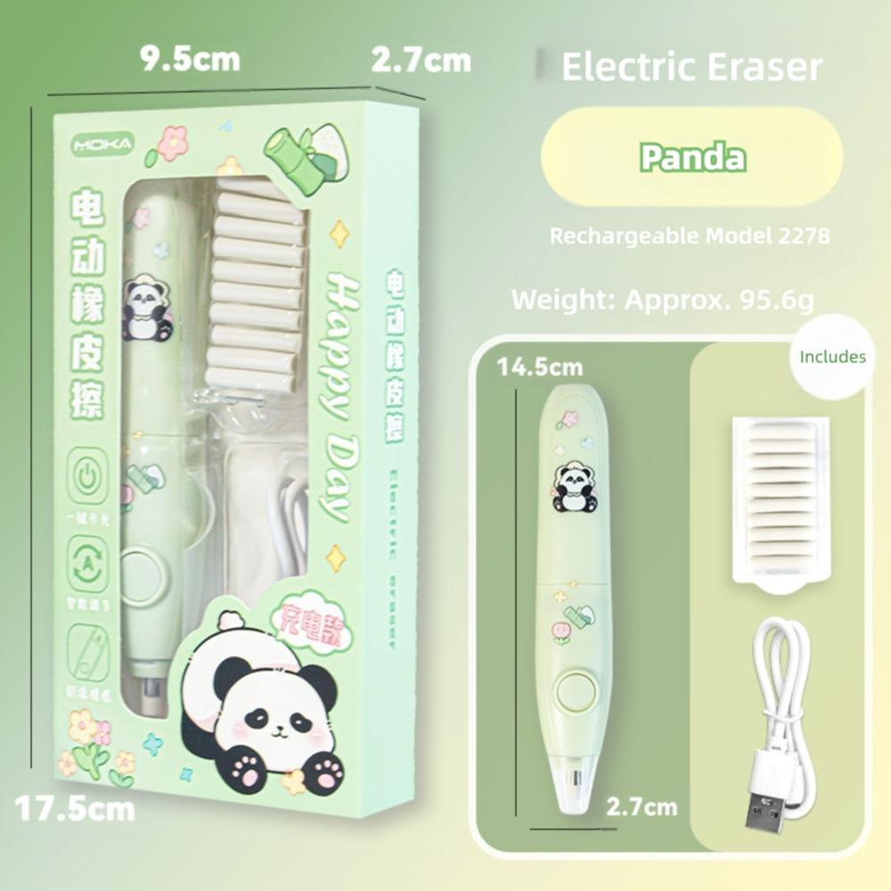 Cartoon Design Automatic Eraser Battery Powered No Debris Eraser Electric Eraser Set  Students Use