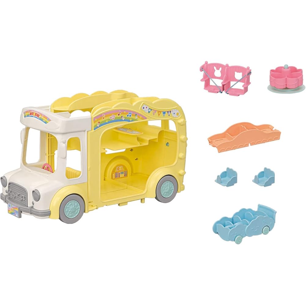EPOCH Sylvanian Families Playground Bus Toy S-70 ST Mark Certified for Ages 3 and Up Dollhouse Accessory