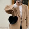 Yogodlns Fashion Women's Heart Shaped Handbags Cute Faux Fur Crossbody Bags Lady Soft Plush Chain Shoulder Bag Shopper Totes