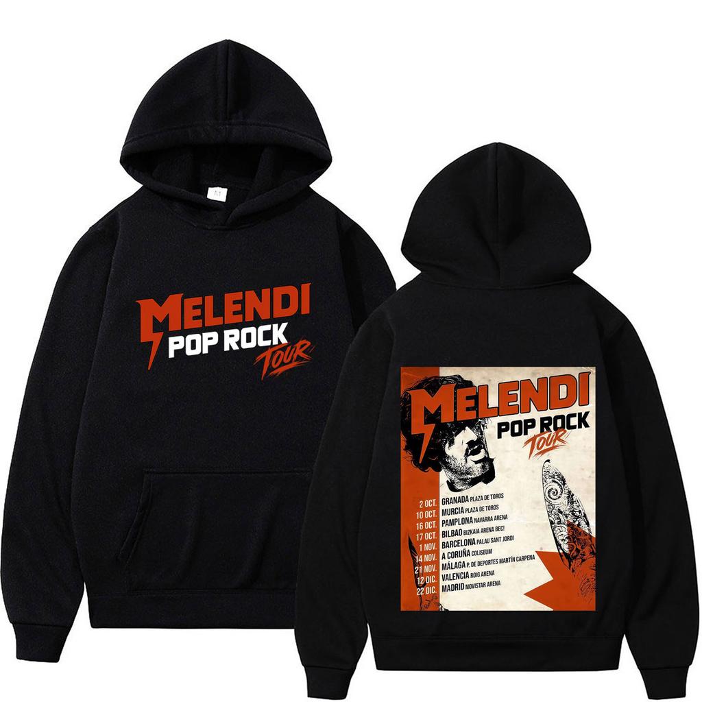 Rapper Melendi Pop Rock Album Tour 2026 Print Hoodie Men Women Hip-hop Sweatshirt Long Sleeve Loose Casual Gothic Punk Pullover