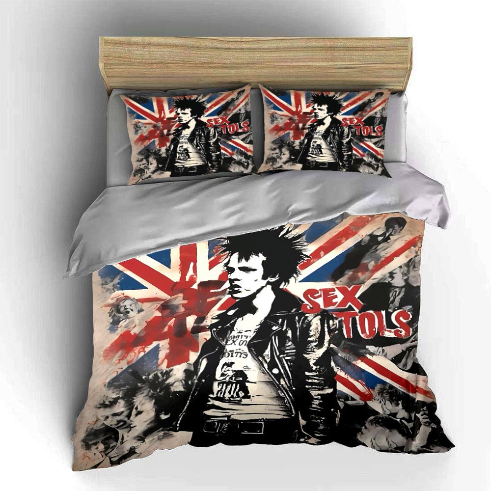 Sex Pistols Панк-рок Постельное белье Комплект пододеяльника Наволочки  (1 * Пододеяльник 2 * Наволочки, без одеяла)