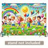 2D Happy Kids Playing with Rainbow Backdrop Party Photo Background Cloth