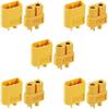 Connectors XT60 Male-Female for RC Lipo Batteries | 5 Pairs | Strong Grip | Compatible with Drones and RC Models | Yellow, Plastic